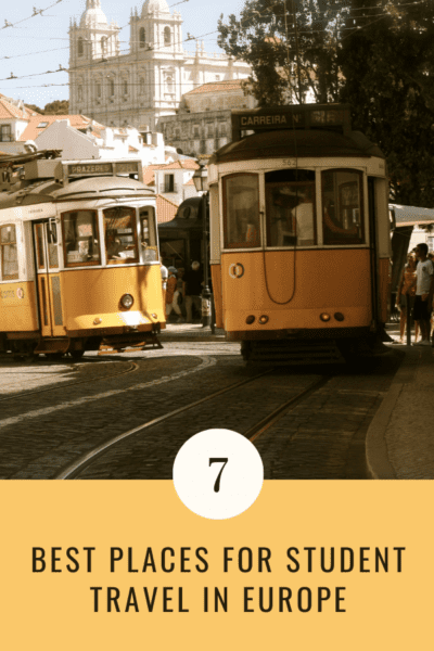 Two Lisbon trams. Text overlay says 