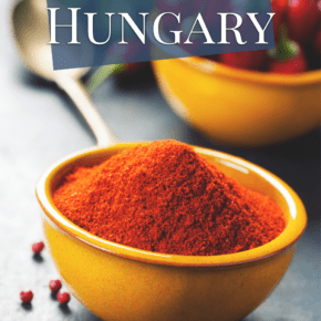 bowl of paprika. Text overlay says "Best souvenirs to buy in Hungary"