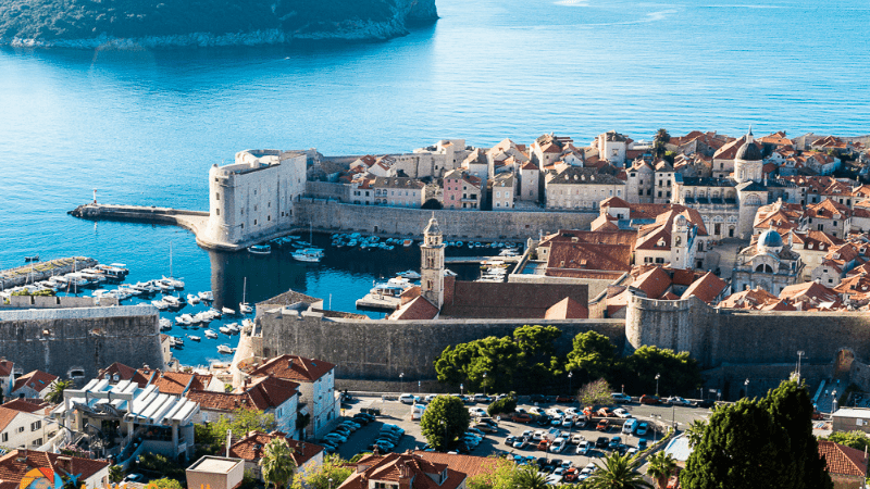 Dubrovnik as seen from Mt Srd. Cheap student travel destination.