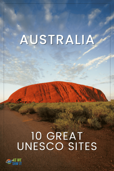 Uluru - Text overlay says "Australia 10 great UNESCO sites"