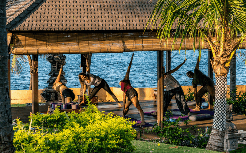 People doing yoga in Bali