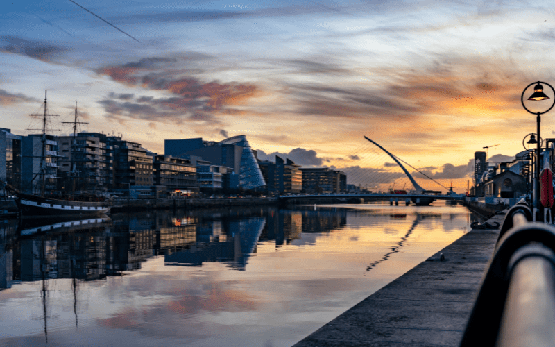 River Liffey in Dublin at sunset