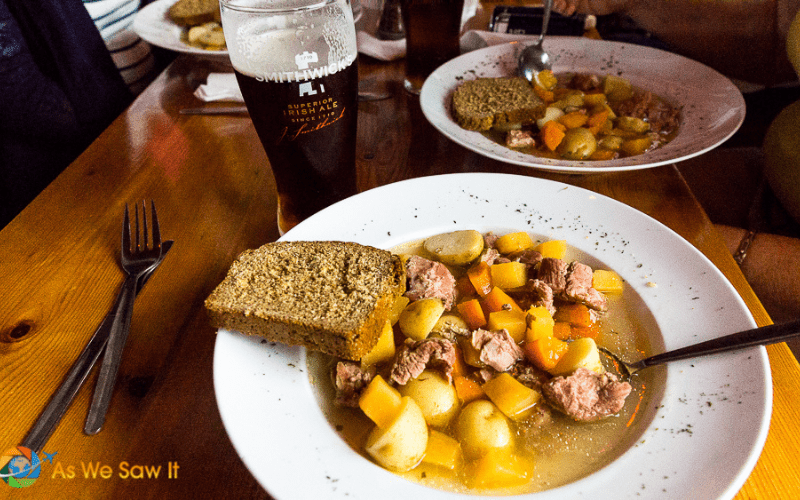 Traditional Irish food: Brown bread and Guinness stew