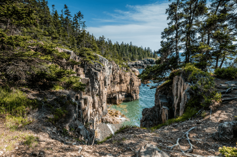 Rocky coast of Acadia National Park. It's on every coastal Maine road trip itinerary.