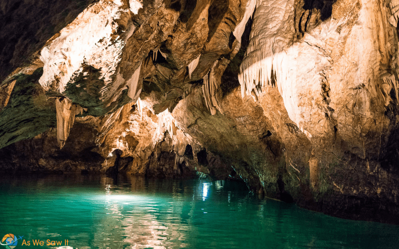 A river running through Punkva Caves in Czech Republic's Moravian Karst. 