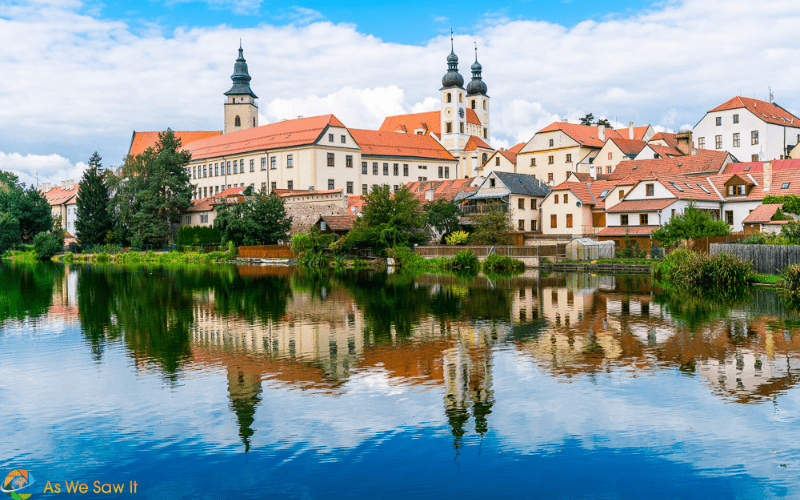 Telc Castle, reflected in the water