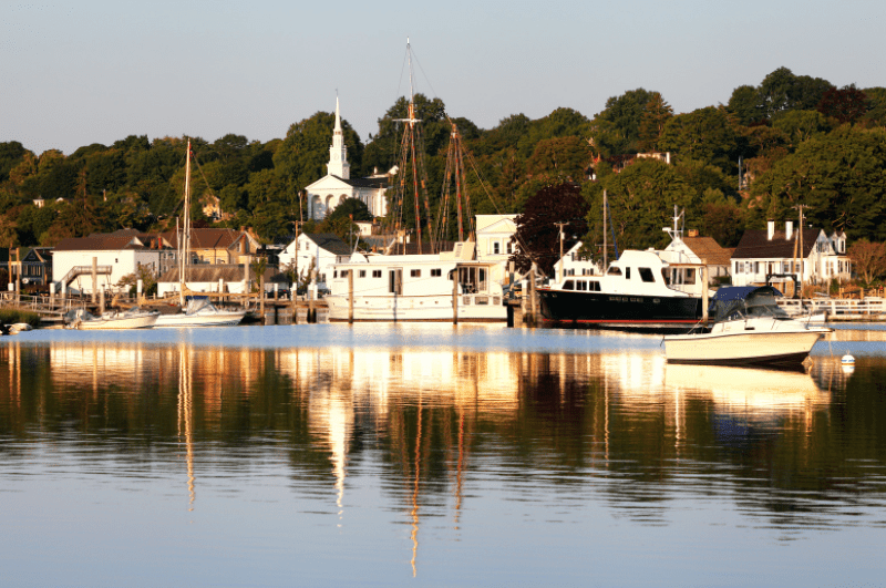 Ships in Mystic Harbor, Connecticut