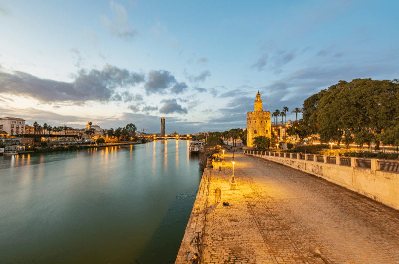 River running through Seville, one of the best places to live in Spain