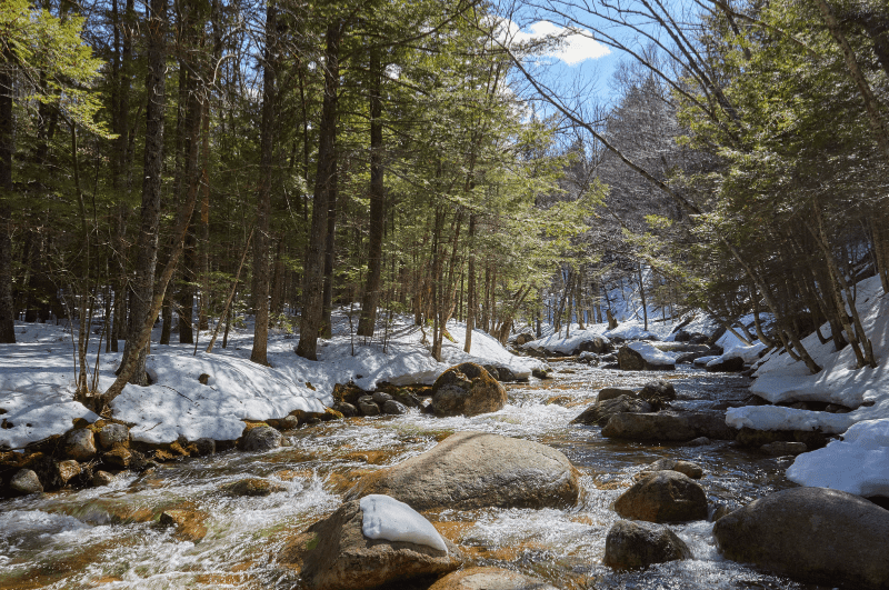 river running through the White Mountains in New Hampshire.