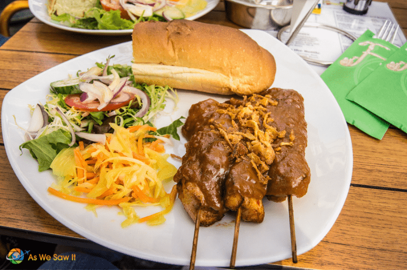 Indonesian Satay served at a Brown Cafe in Amsterdam