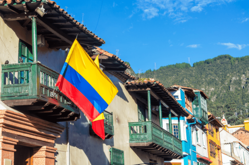 house with colombian flag