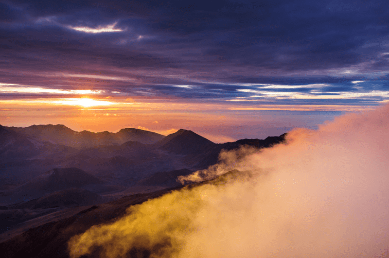 Sunrise over Haleakala Volcanic Crater in Maui Hawaii