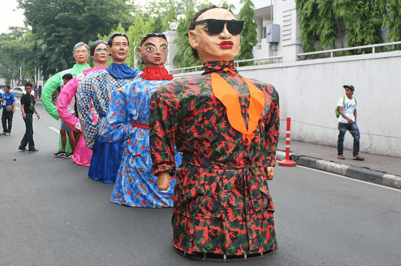 Giant papier-mache figures in the Philippines