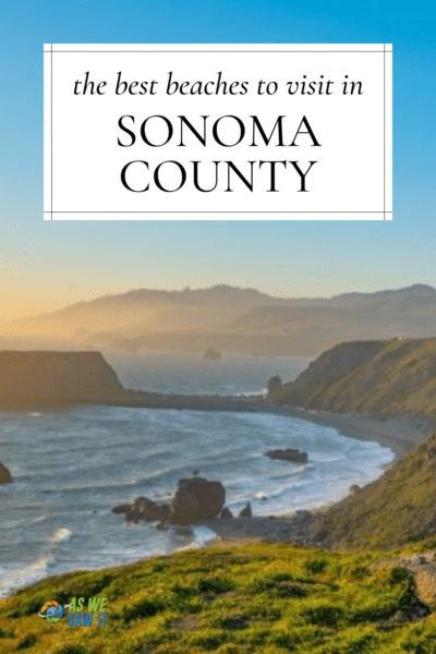 Beach in Sonoma County, California. The text overlay says "the best beaches to visit in Sonoma County"