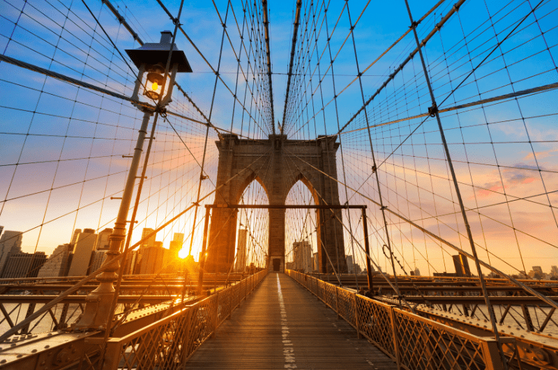 The Brooklyn Bridge at sunset
