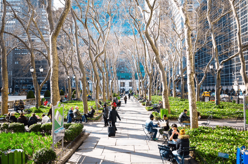 People in Bryant Park, NYC