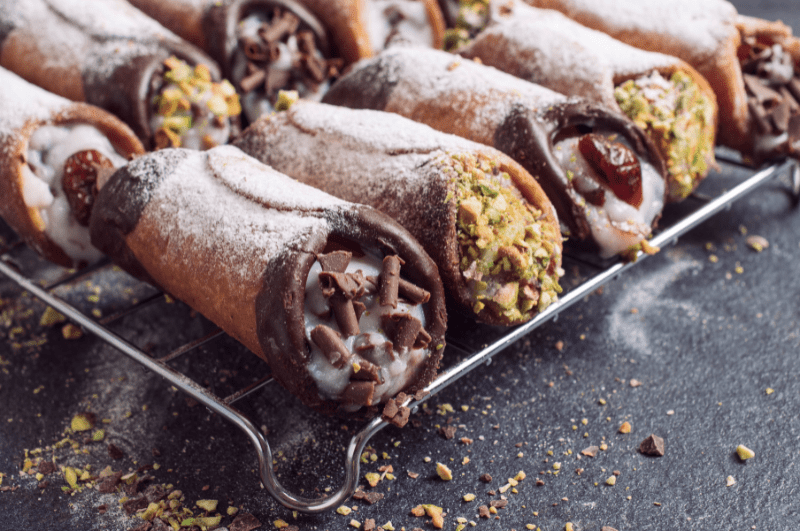 Assorted cannoli Sicilian foods