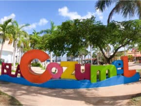 sculpture on a beach in Cozumel Mexico
