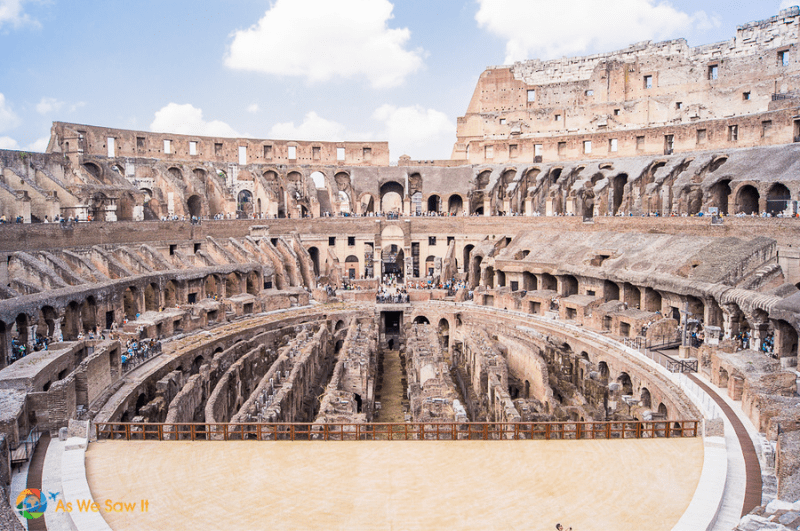 Colosseum arena area surrounded by stone seating