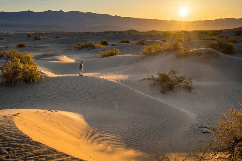 Person on the sand dunes in Death Valley National Park