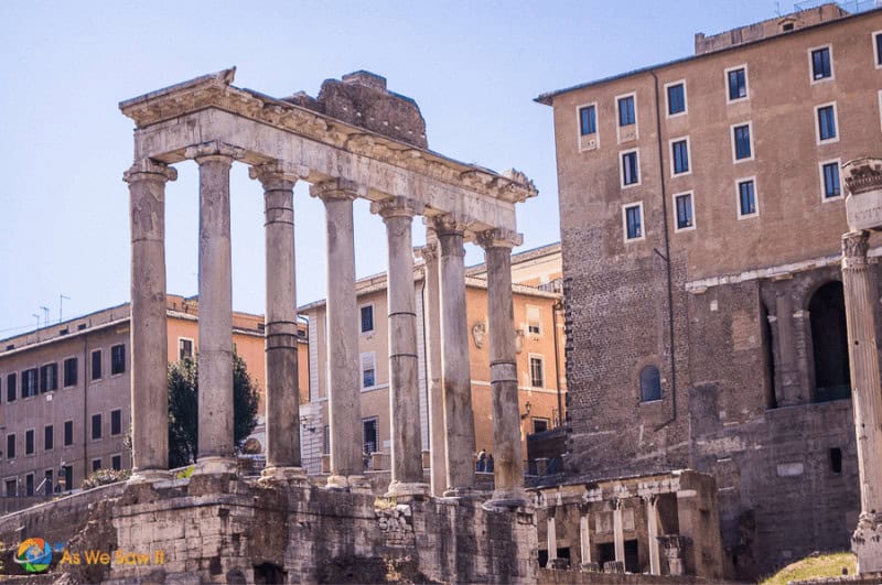 Columns at the Roman Forum, one of the top things to see when visiting the Colosseum