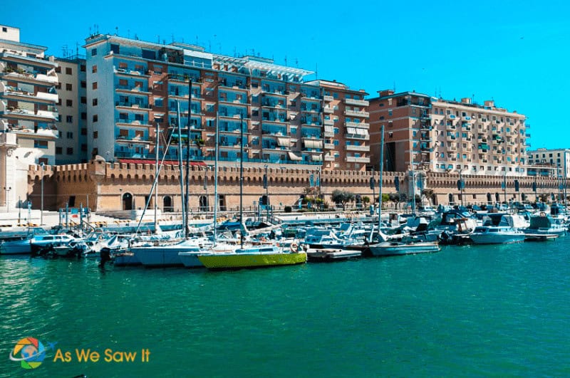 Boats docked in a marina at Civitavecchia