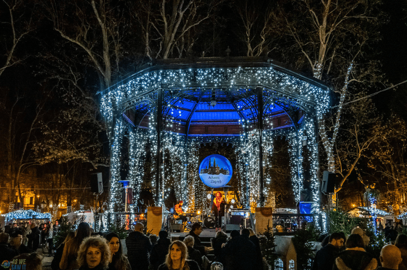 Bandstand at the best Christmas market in Europe, Zagreb Croatia