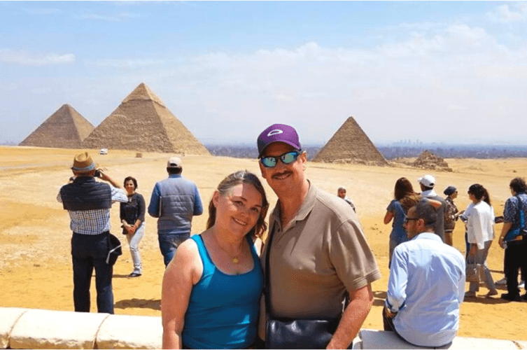 Dan and Linda at Pyramids of Giza near Cairo Egypt
