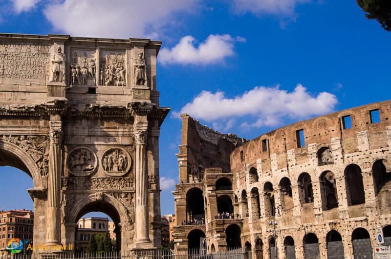 Arch with Colosseum in background