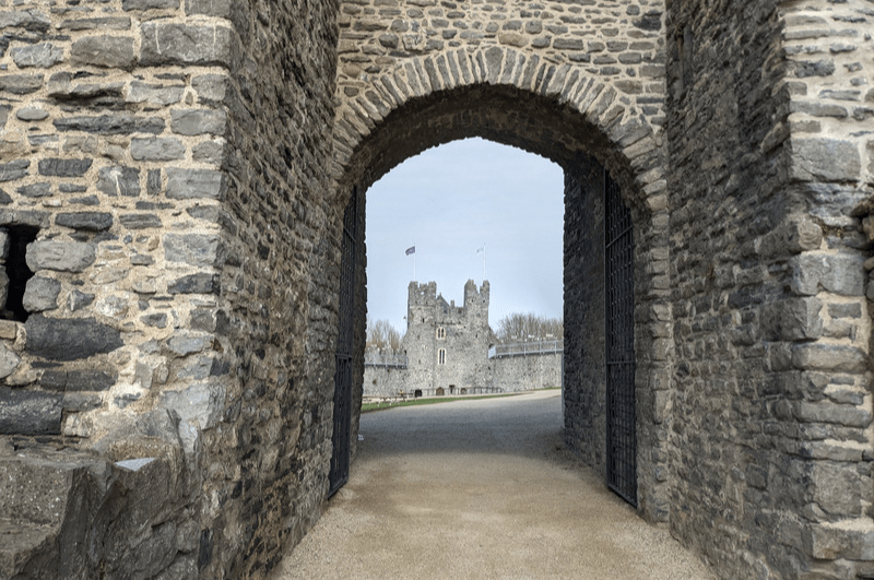 Swords Castle gate and walls