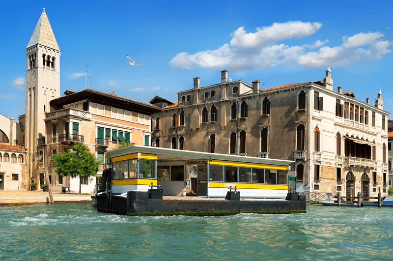 vaporetto stop in Venice Italy, as seen from the water