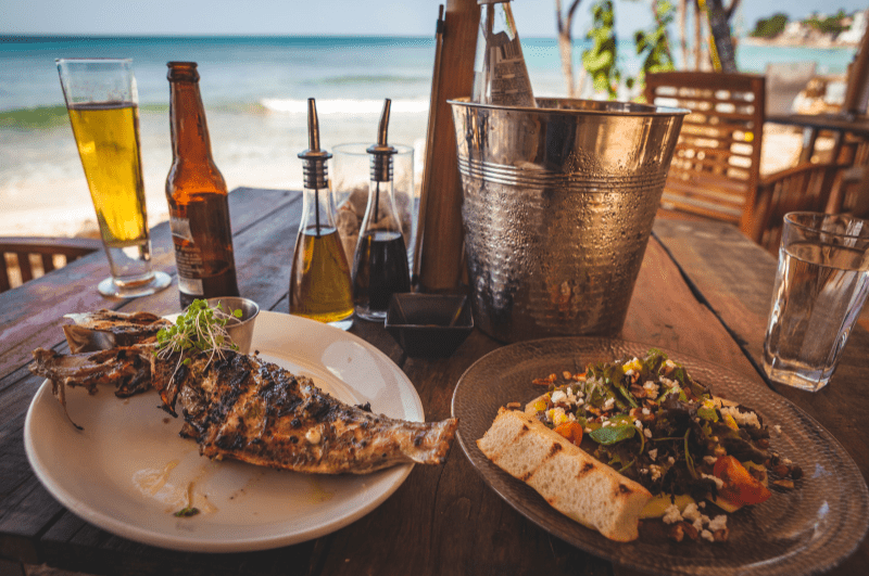Fish, beers, and other beach dining in Barbados