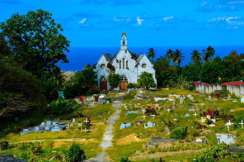 Church and graveyard at Bathsheba, Barbados