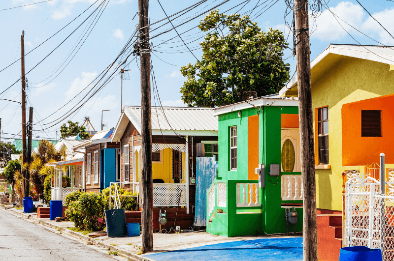 Colorful houses in Bridgetown, Barbados