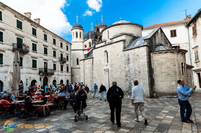 People walking around Kotor Montenegro