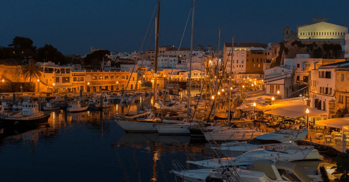 Menorca town after dark