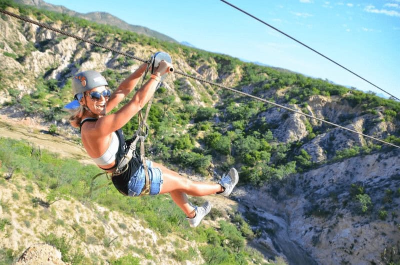 woman on a zipline