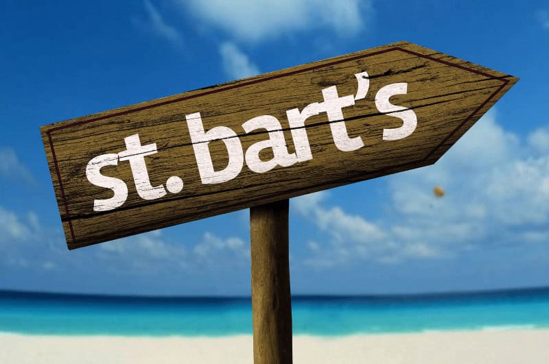 Wooden sign that says St. Bart's