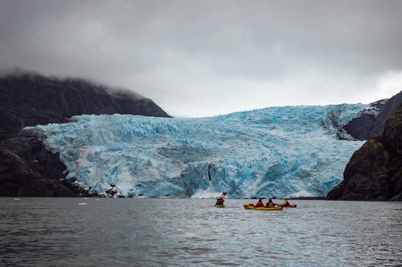 Icy glacier and water at Kenai Fjords National Park
