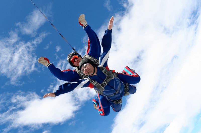 skydiver as seen from below