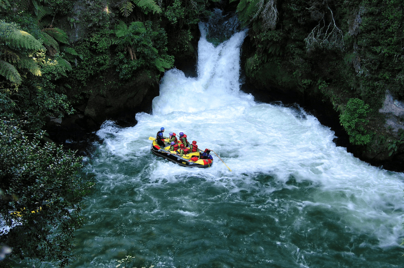 White water rafting in Rotorua, one of the extreme activities in New Zealand