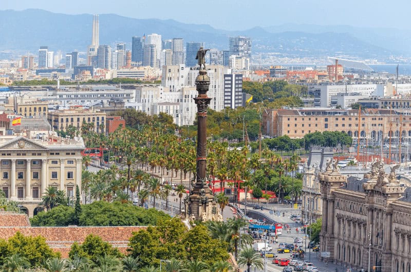 Mirador de Colom and the surrounding cityscape with the Mediterranean in the background