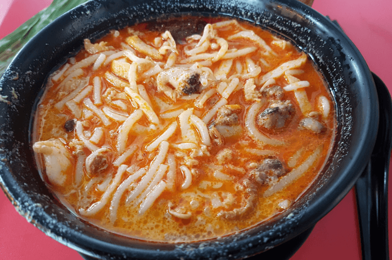 Laksa is a spicy noodle dish popular in Southeast Asia.