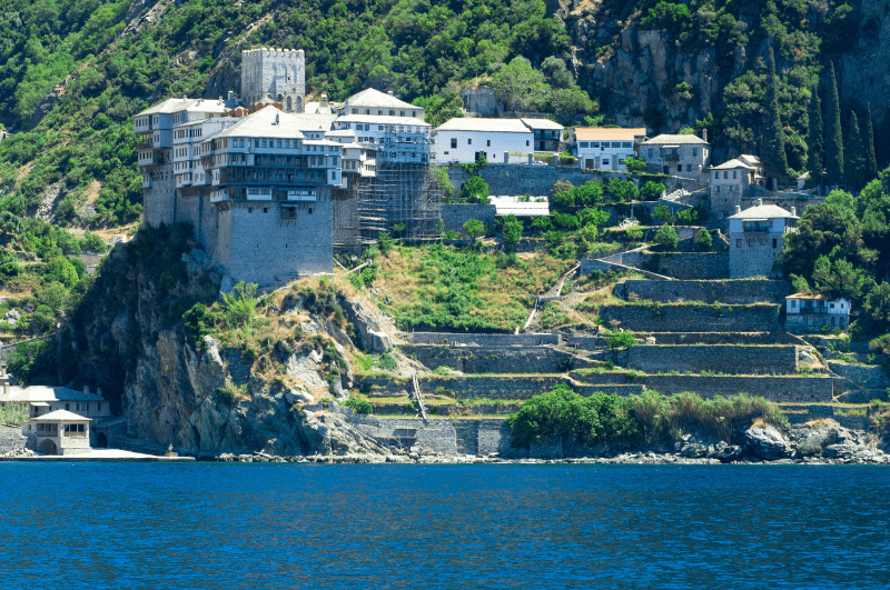 A Mt Athos monastery as seen from the water