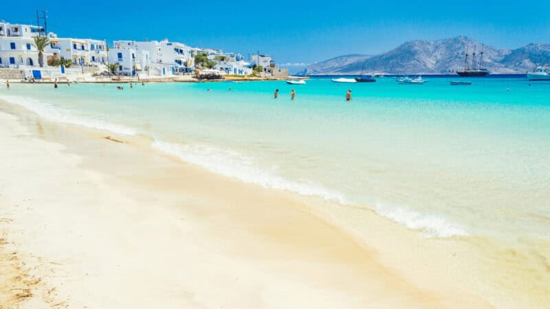 The Beach in Koufonisia Harbor off Naxos in Cyclades Islands Greece