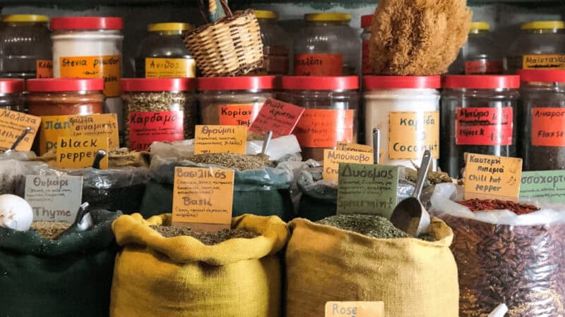 An assortment of herbs for sale in Naxos