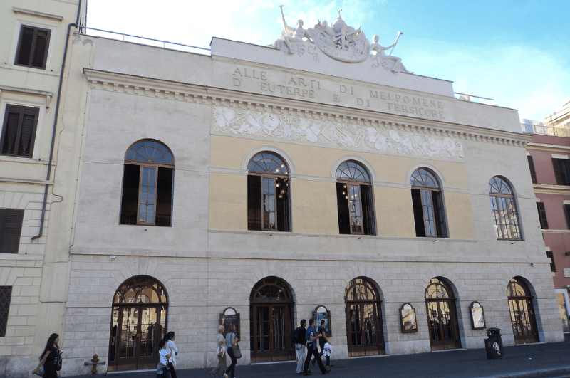 White front of Teatro Argentina