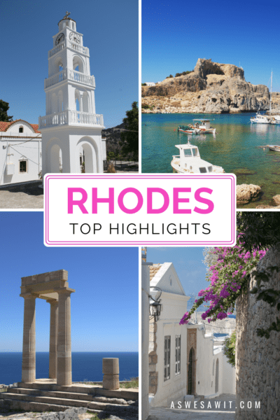Four shots from the island of Rhodes. The text overlay says 