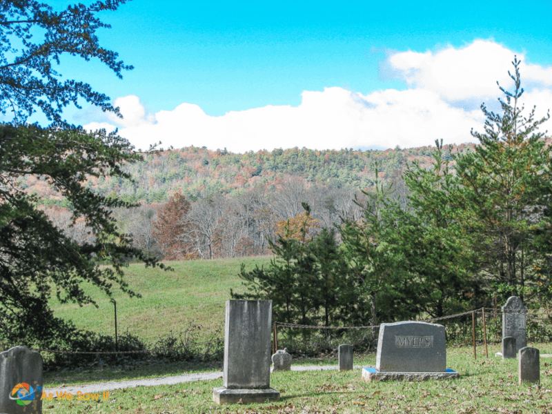 Gravestones at Cades Cove Primitive Baptist Church cemetery