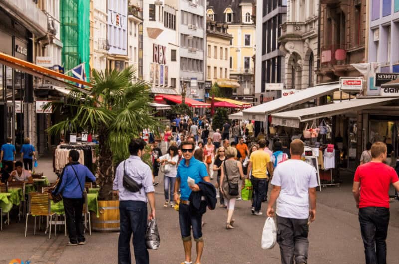 A pedestrian street in Basel.